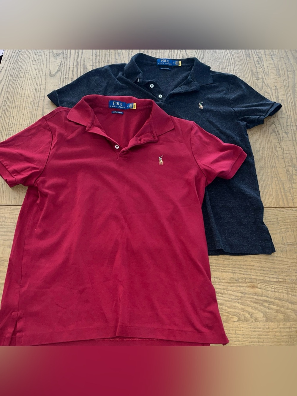 Polo Ralph Lauren Short Sleeve Polo Shirt Gray & Red Lot Of 2 Sz Medium M